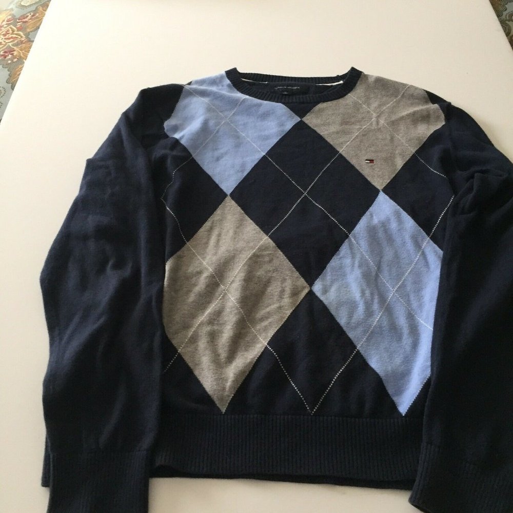 tommy hilfiger sweater men’s medium Blue/Grey/Navy Crew Neck